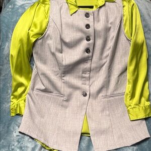 TAHARI Gray Tailored Button-Front Vest only! New XL BELOW WAIST